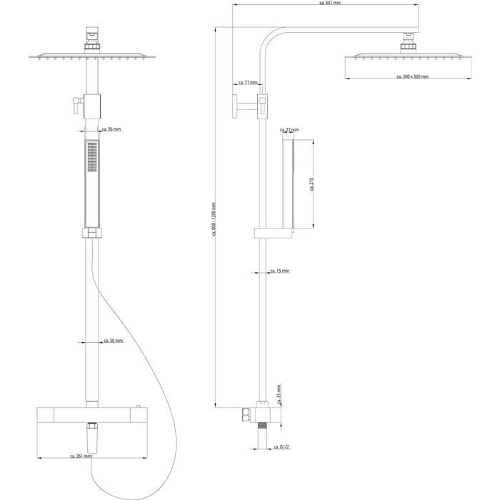 SCHÜTTE Sistem de duș dublu cu termostat, model SUMBA