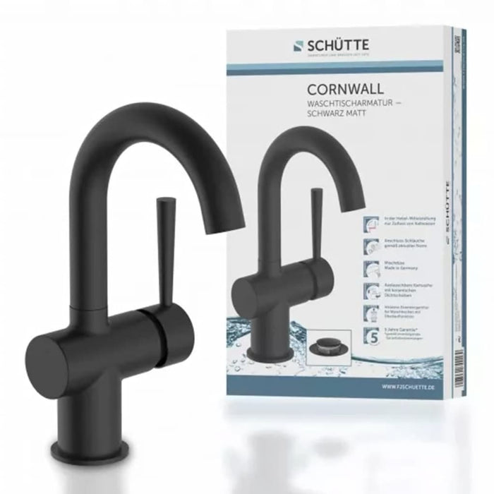 SCHÜTTE Baterie de lavoar CORNWALL, cu mâner lateral, negru mat