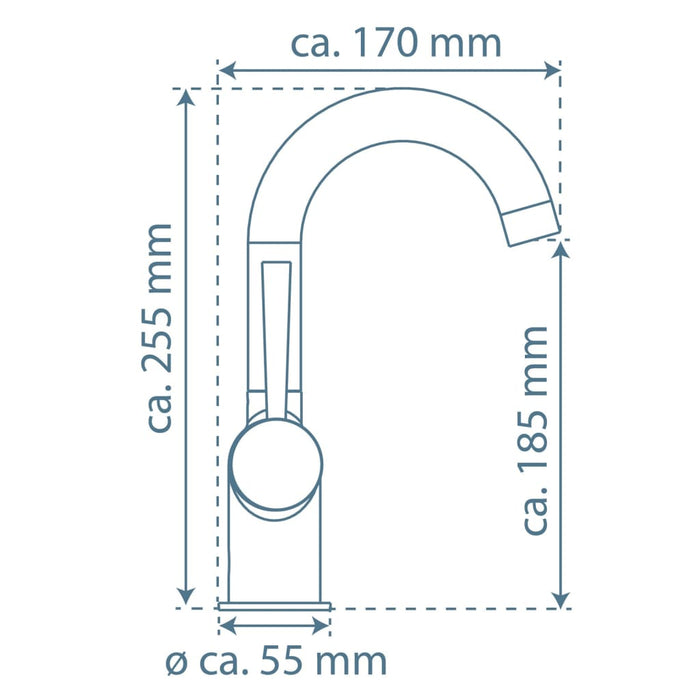 SCHÜTTE Baterie de lavoar CORNWALL, cu mâner lateral, negru mat