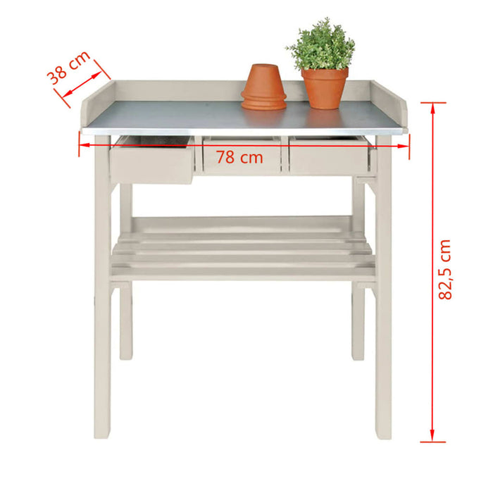 Esschert Design Banc de lucru pentru grădină, alb, CF29W