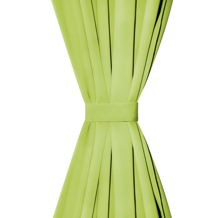 Draperii micro-satin cu bride, 2 buc, verde, 140 x 225 cm