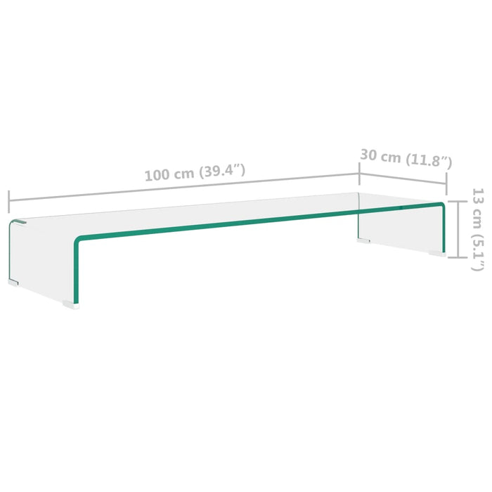 Stand TV/Suport monitor, sticlă transparentă, 100x30x13 cm