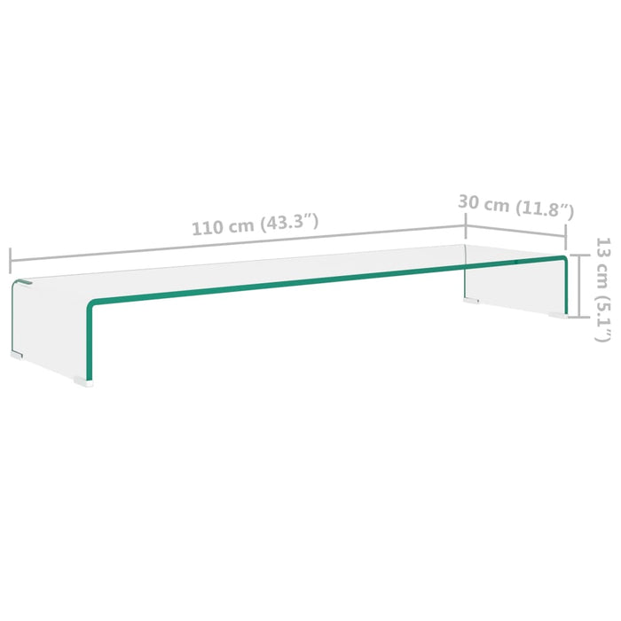 Stand TV/Suport monitor sticlă transparentă 110x30x13 cm