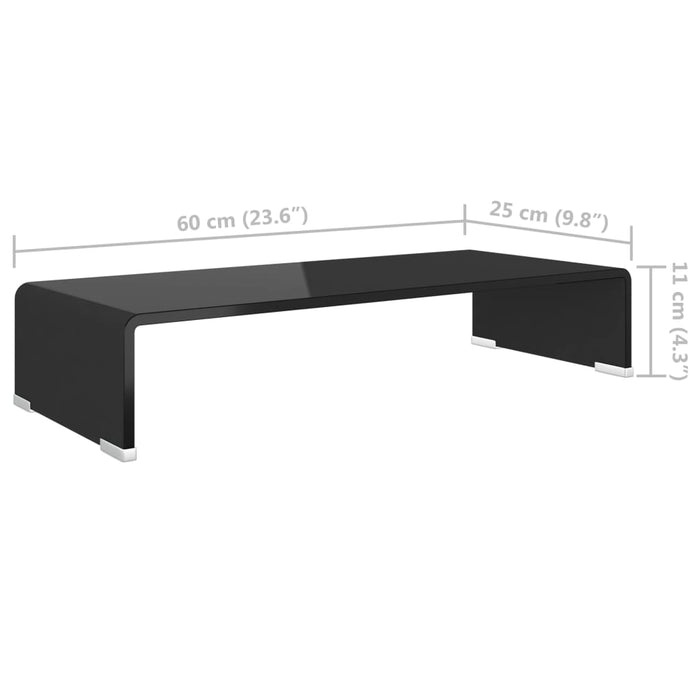 Stand TV/suport monitor din sticlă, negru, 60x25x11 cm