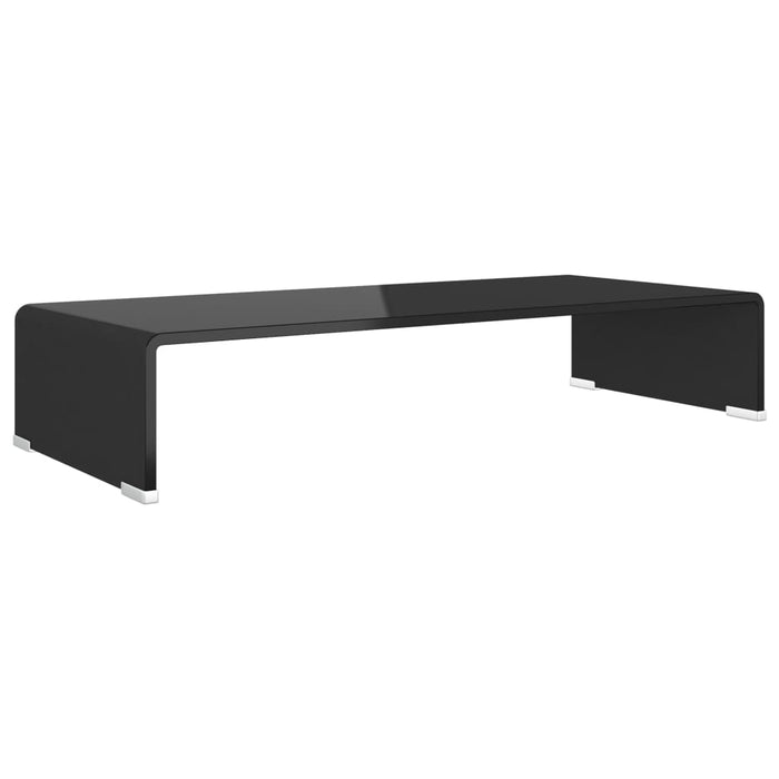 Stand TV/Suport monitor, sticlă, 70x30x13 cm, negru