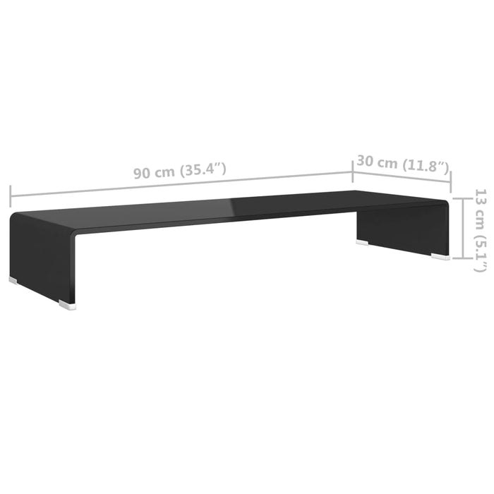 Stand TV/Suport monitor sticlă, 90x30x13 cm, negru