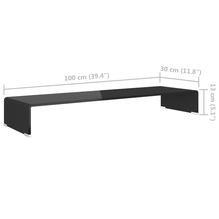 Stand TV/Suport monitor din sticlă, 100x30x13 cm, negru