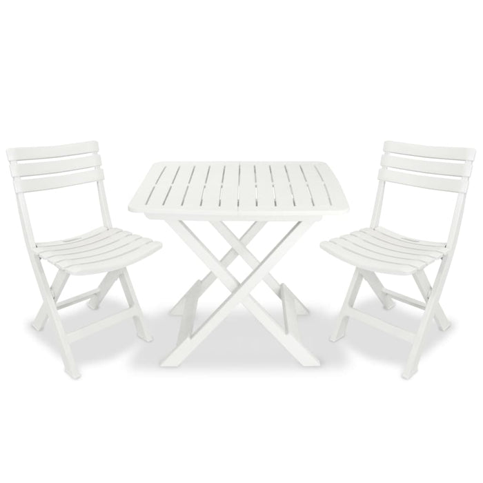 Set mobilier bistro pliabil, 3 piese, alb, plastic