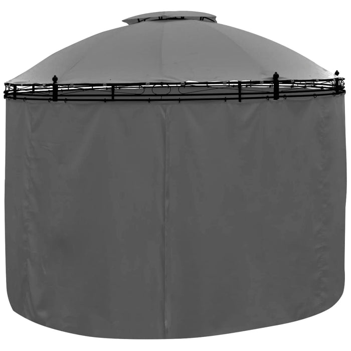 Pavilion cu perdele, antracit, 3,5 x 2,7 m, rotund