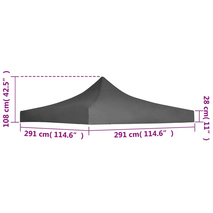 Acoperiș cort de petrecere, antracit, 3 x 3 m