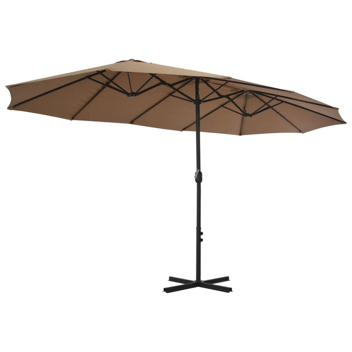 Umbrelă soare exterior cu stâlp aluminiu gri taupe 460x270 cm