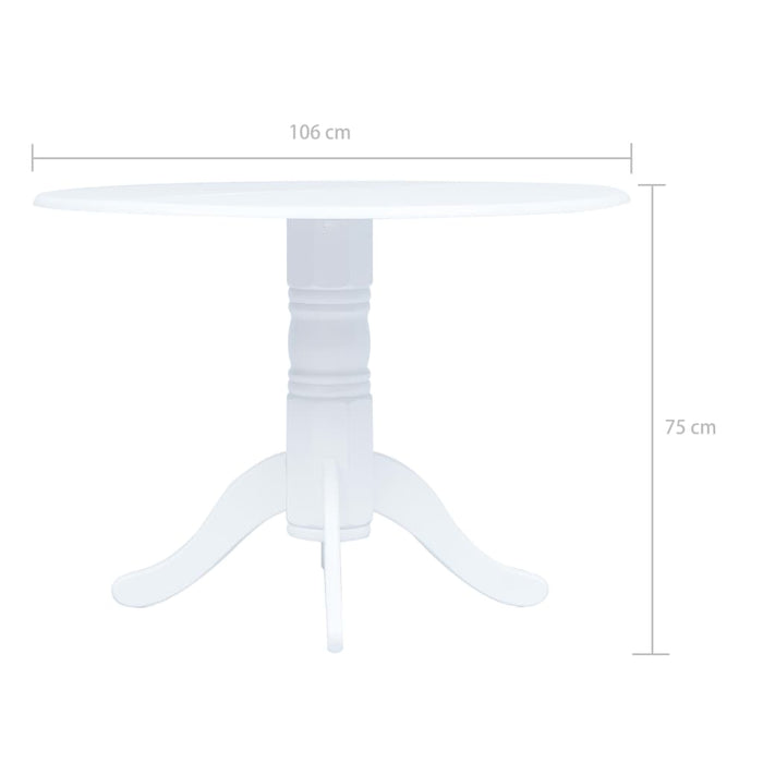 Masă de bucătărie, alb, 106 cm, lemn masiv de hevea