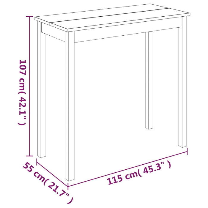 Masă de bar MDF, negru, 115x55x107 cm