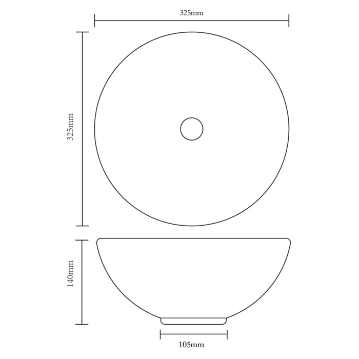 Chiuvetă ceramică pentru baie, rotundă, neagră