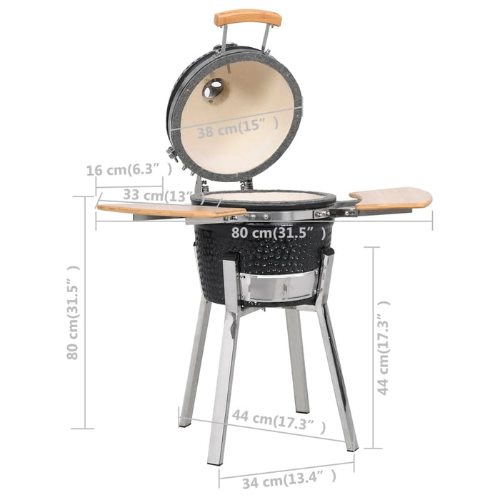 Grătar Kamado cu afumătoare din ceramică 81 cm