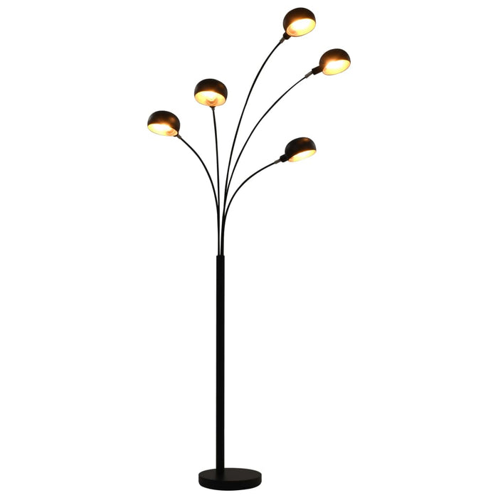 Lampă de podea, negru și auriu, 200 cm, 5 x E14