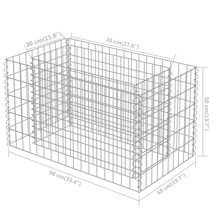 Strat înălțat gabion, 90 x 50 x 50 cm, oțel galvanizat