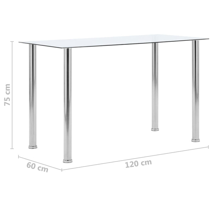 Masă de bucătărie, transparent, 120x60x75 cm, sticlă securizată