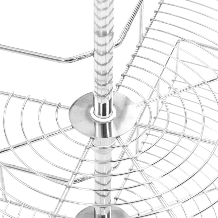 Coș sârmă bucătărie 2 rafturi, 270 grade, argintiu, 71x71x80 cm