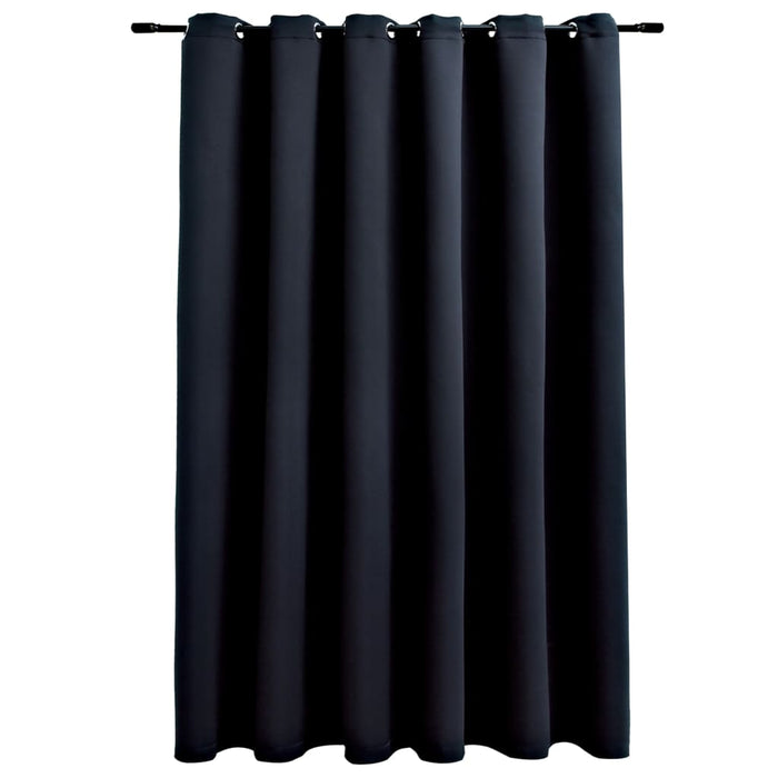 Draperie opacă cu inele metalice, negru, 290 x 245 cm