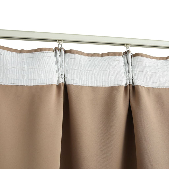 Draperii opace cu cârlige, 2 buc., gri taupe, 140 x 175 cm