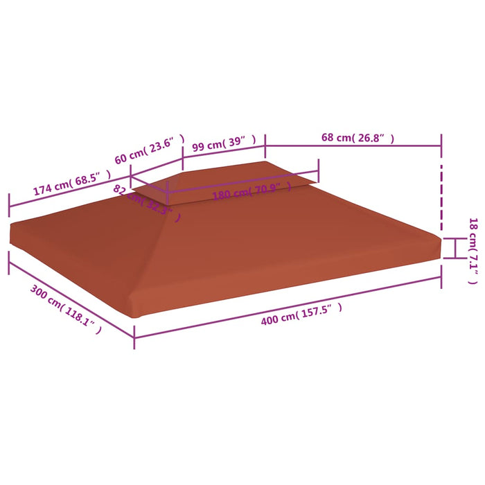 Acoperiș de pavilion, 2 niveluri, cărămiziu, 4x3 m, 310 g/m²