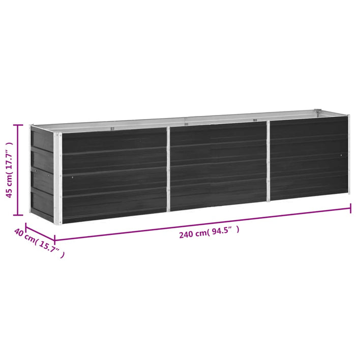 Strat înălțat de grădină antracit 240x40x45 cm oțel galvanizat