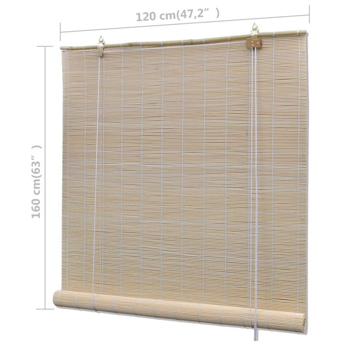 Jaluzele din bambus natural tip rulou, 2 buc., 120 x 160 cm