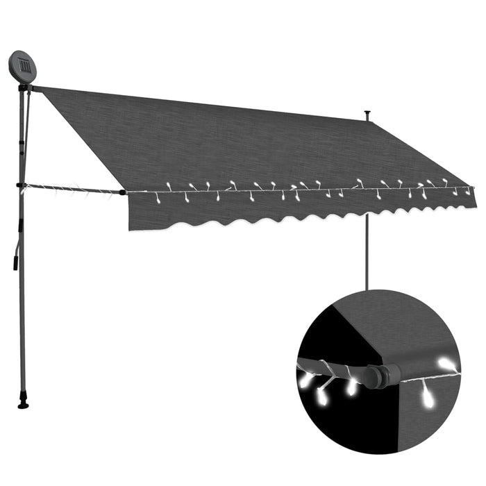 Copertină retractabilă manual cu LED, antracit, 400 cm