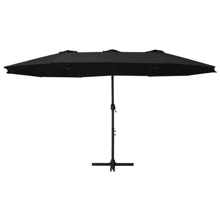 Umbrelă de soare exterior cu stâlp aluminiu, negru, 460x270 cm