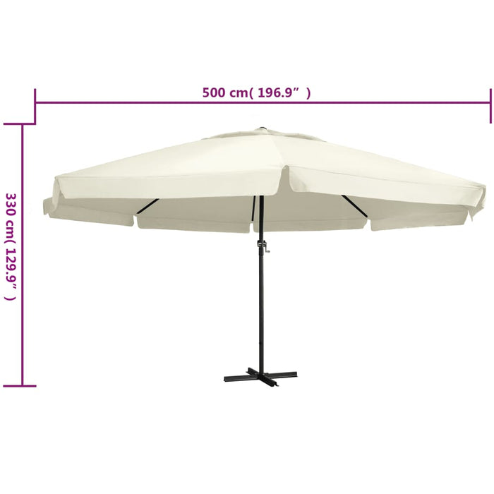 Umbrelă de soare cu stâlp aluminiu, alb nisipiu, 600 cm