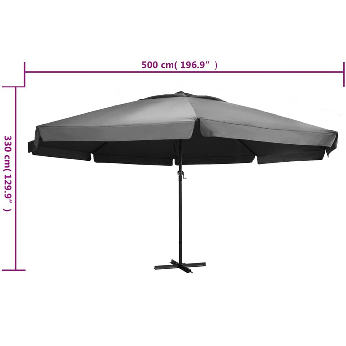 Umbrelă de soare cu stâlp aluminiu, antracit, 600 cm