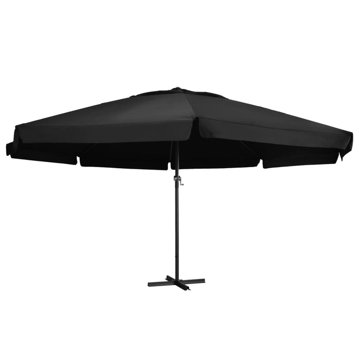 Umbrelă de soare exterior cu stâlp aluminiu, negru, 600 cm