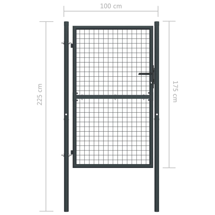 Poartă de gard din plasă, gri, 100 x 225 cm, oțel galvanizat