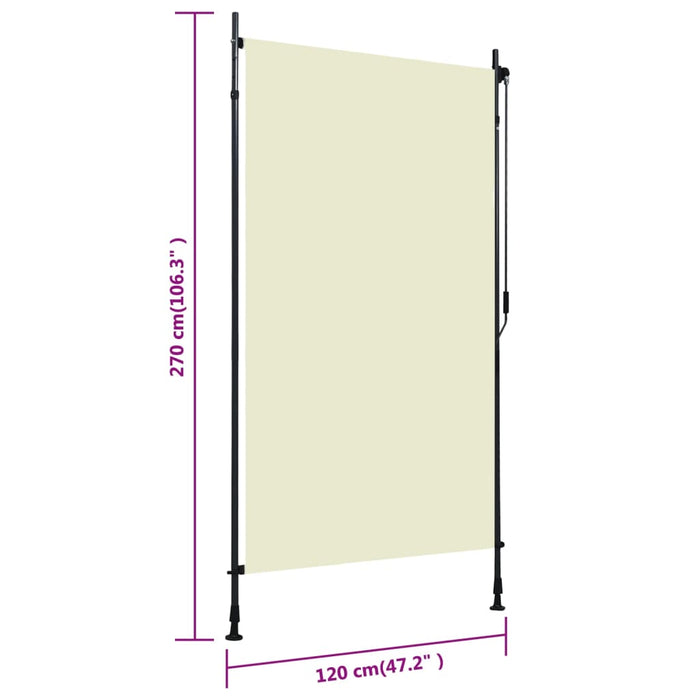 Jaluzea tip rulou de exterior, crem, 120 x 270 cm