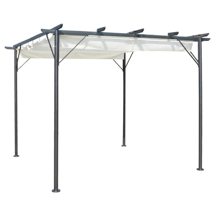 Pergolă cu acoperiș retractabil, alb crem, 3 x 3 m, oțel