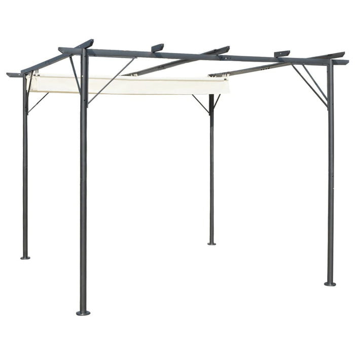 Pergolă cu acoperiș retractabil, alb crem, 3 x 3 m, oțel