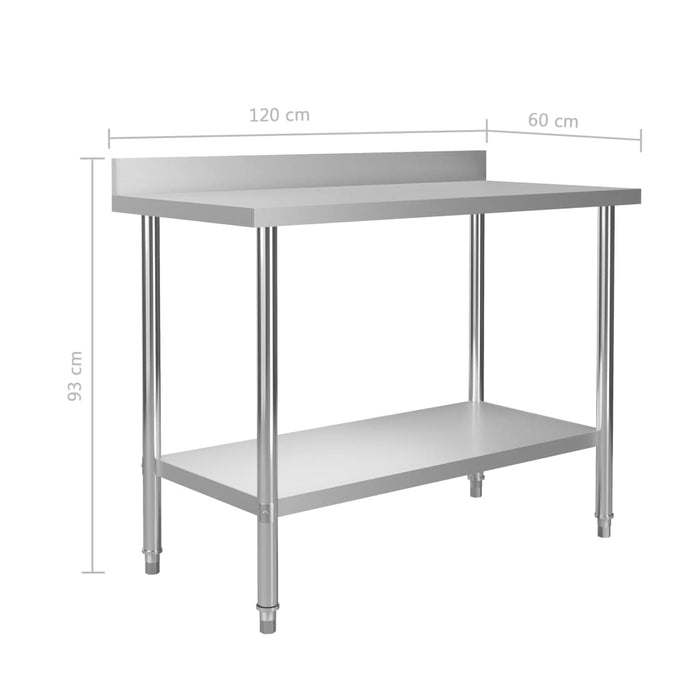 Masă de lucru bucătărie bordură antistropire 120x60x93 cm oțel