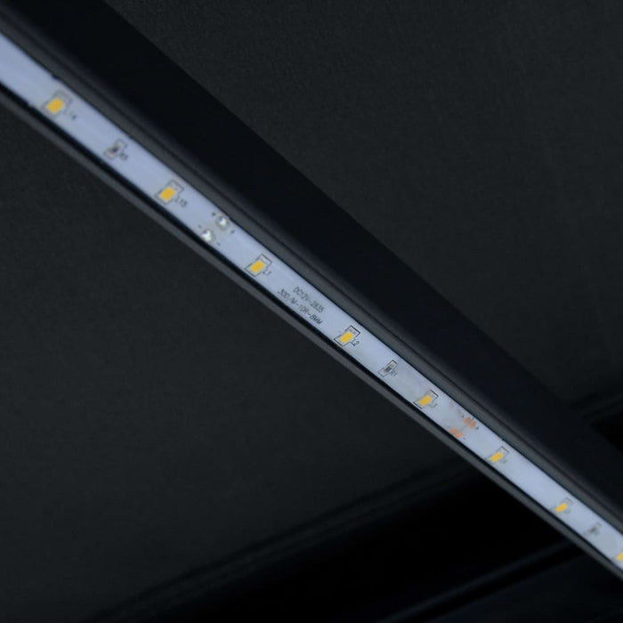 Copertină retractabilă manual cu LED, antracit, 400 x 300 cm