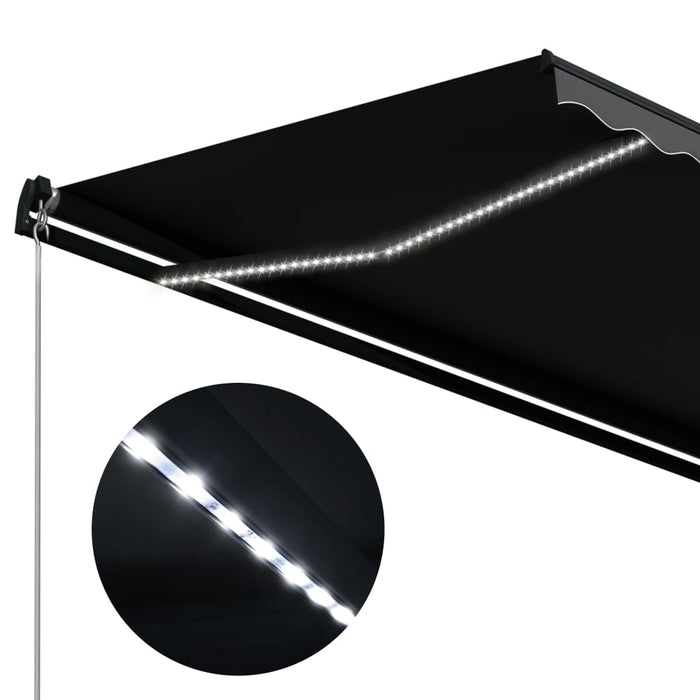 Copertină retractabilă manual cu LED, antracit, 500 x 300 cm