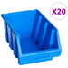 Cutii de depozitare stivuibile, 20 buc., albastru, plastic thumbnail 1