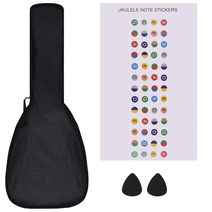 Set ukulele soprano, cu husă, pentru copii, natural, 21"