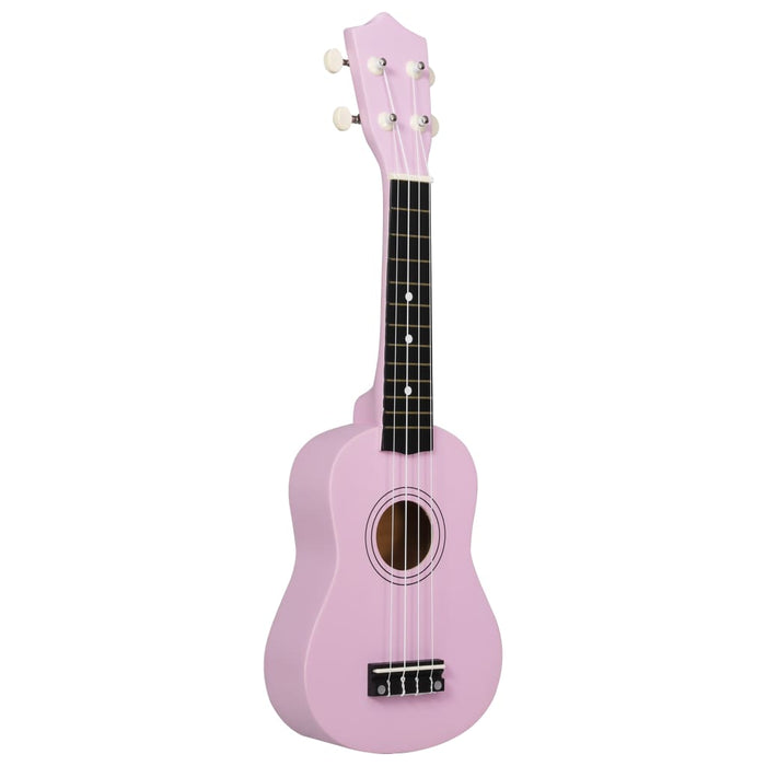 Set ukulele soprano, cu husă, pentru copii, roz, 21"