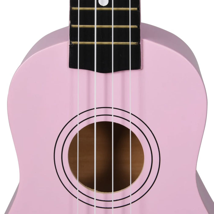 Set ukulele soprano, cu husă, pentru copii, roz, 21"