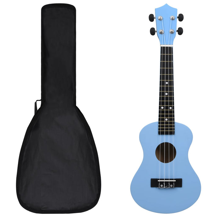 Set ukulele Soprano pentru copii, cu husă, bleu, 23"