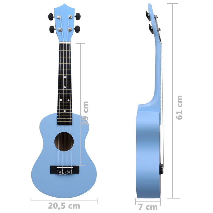 Set ukulele Soprano pentru copii, cu husă, bleu, 23"