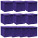 Cutii depozitare cu capace 10 buc. violet, 32x32x32 cm, textil thumbnail 1