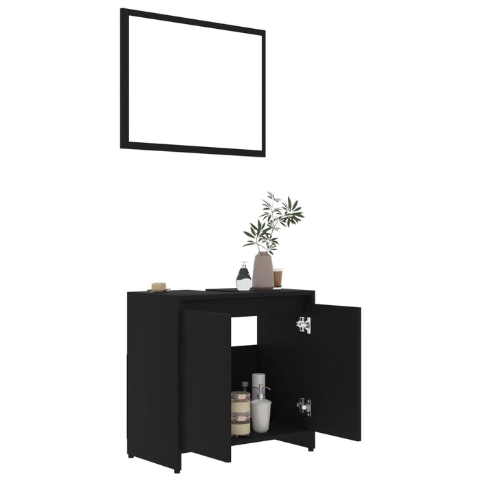 Set mobilier de baie, negru, PAL