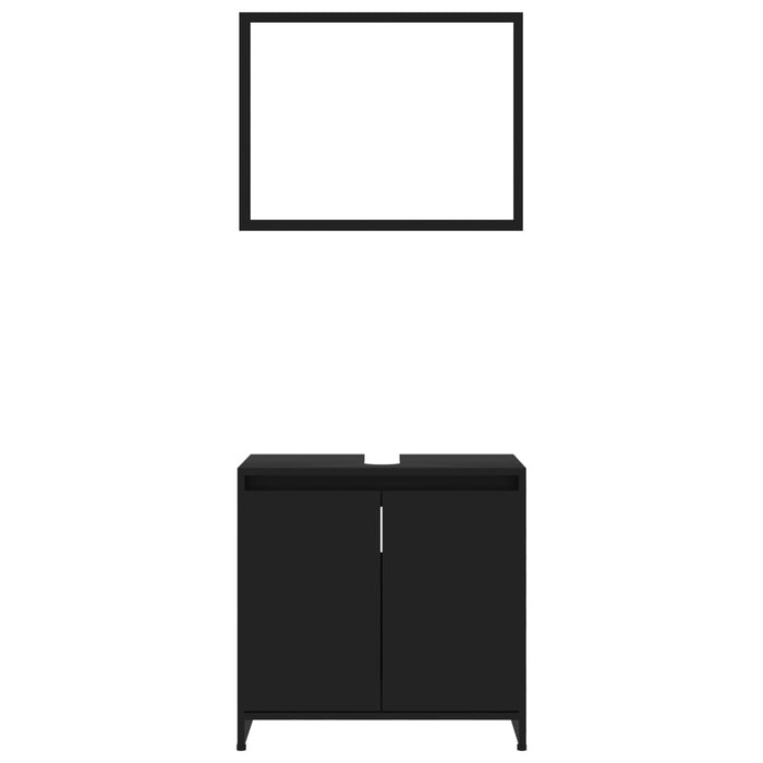 Set mobilier de baie, negru, PAL