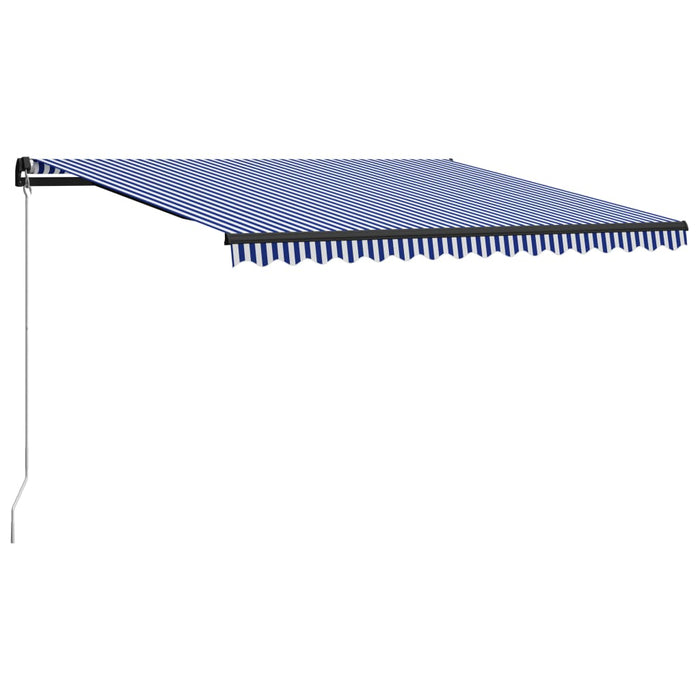 Copertină retractabilă manual, albastru și alb, 450x300 cm